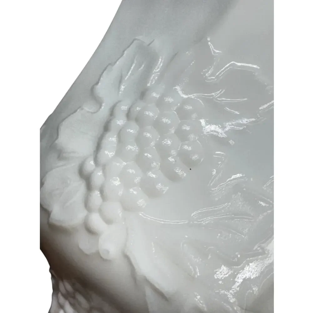 Vintage Indiana Glass Milk Glass Compote Pedestal Bowl Colony Harvest Grape